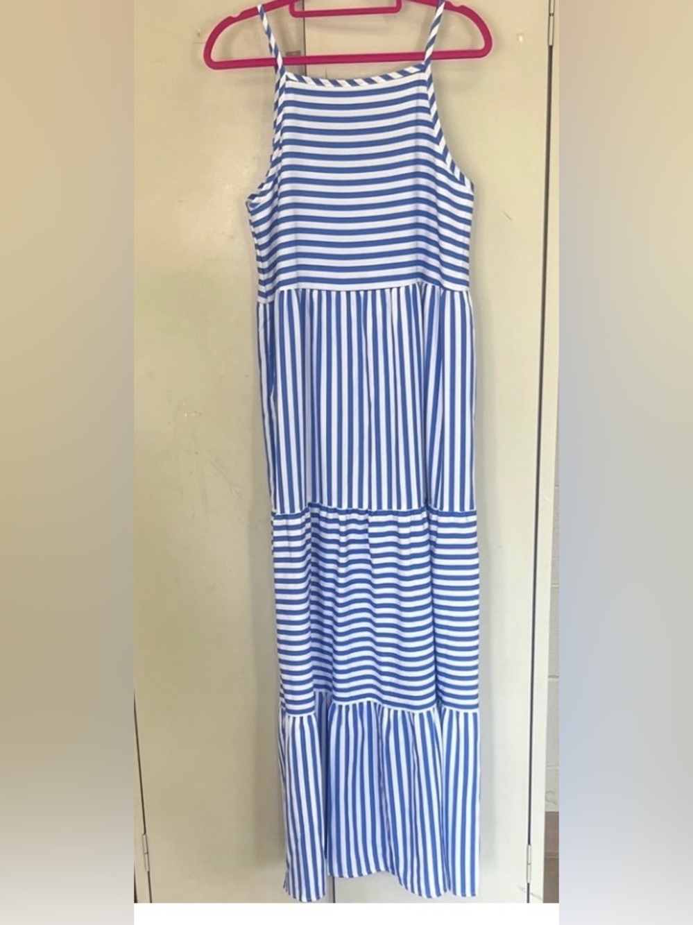SHEIN Blue and White Striped Maxi Sundress